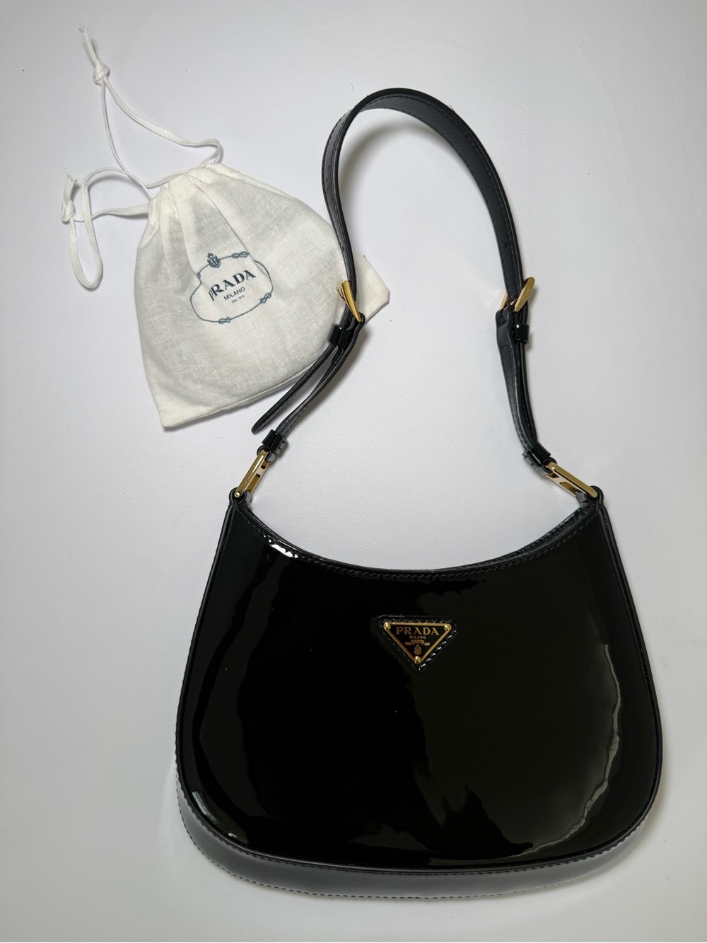 Prada Cleo Patent Leather Black Shoulder Bag - Picture 7 of 8